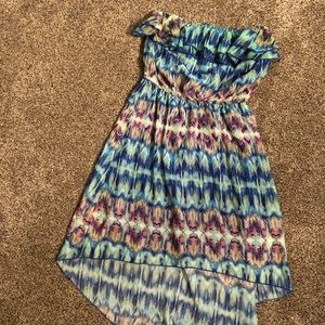 Multi- colored strapless dress